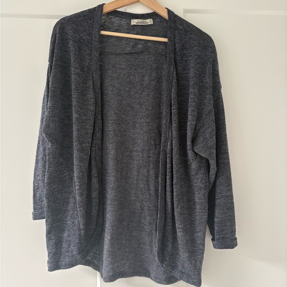Pull&Bear Charcoal Open-Front Cardigan